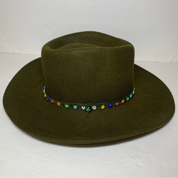 Liz Claiborne Chocolate Brown Wide Brim Hat With Beaded Strap - Picture 2 of 11